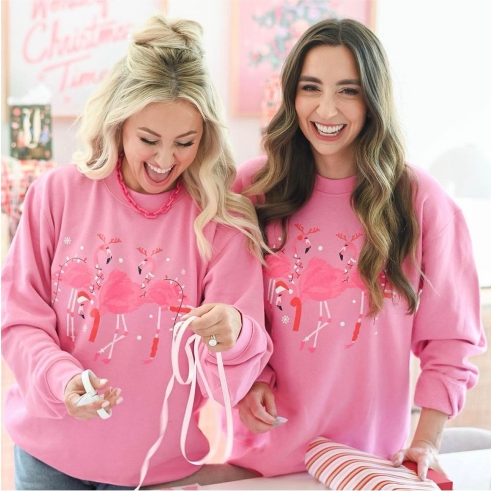 Living Fully Co by Mallory Ervin Christmas Flamingo sweatshirt